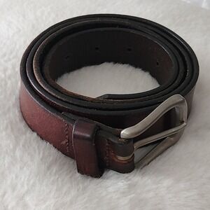 Brown Imported Italian Leather Belt Size 42 44 XL X-Large. Silver Buckle